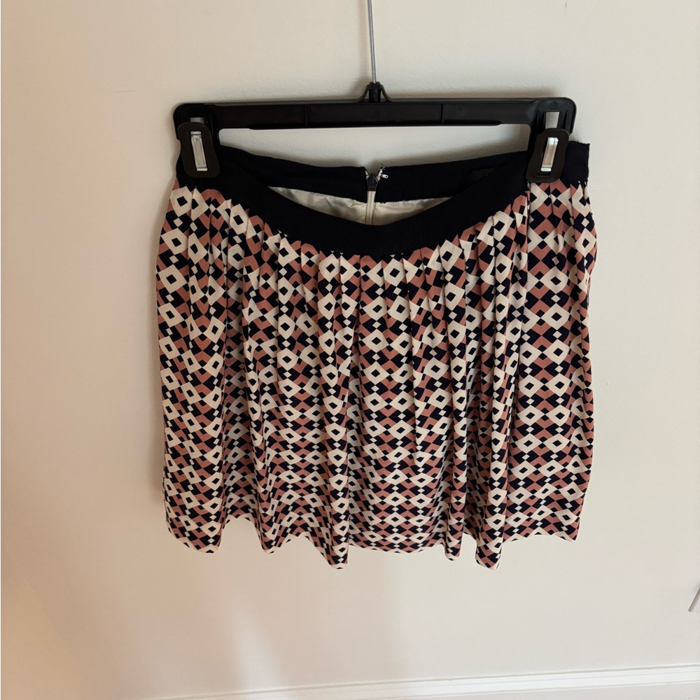 J. Crew Navy and Pink Geometric Mini Skirt
